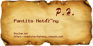 Pantits Hetény névjegykártya